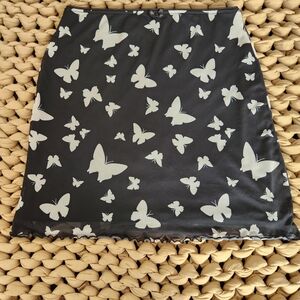 Wild Fable Black and White Butterfly Mini Skirt